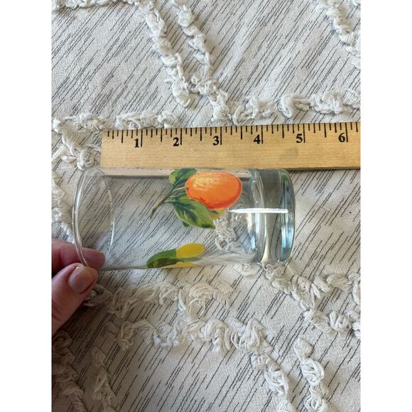 Set of 2 Vintage Fruit Juice Glasses Oranges Yellow Lemon Retro Mid Century - Picture 5 of 6